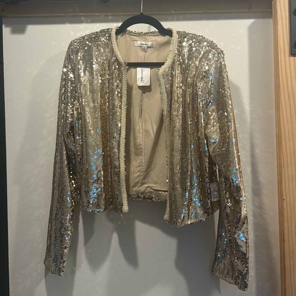 NWT Sequin Long Sleeve Jacket in Champagne